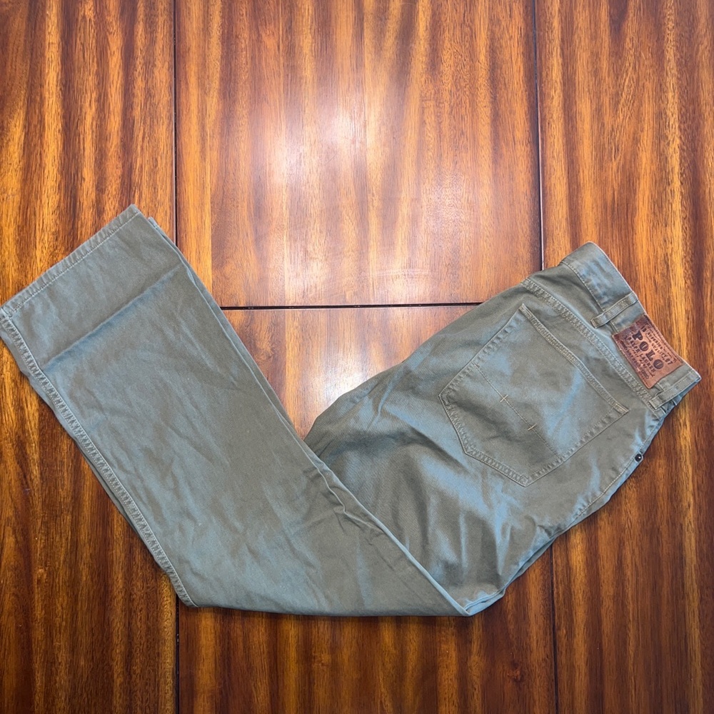 Polo Ralph Lauren Men Size 38 x 30 Faded Green 5 Pocket 650 Straight Chino Pants